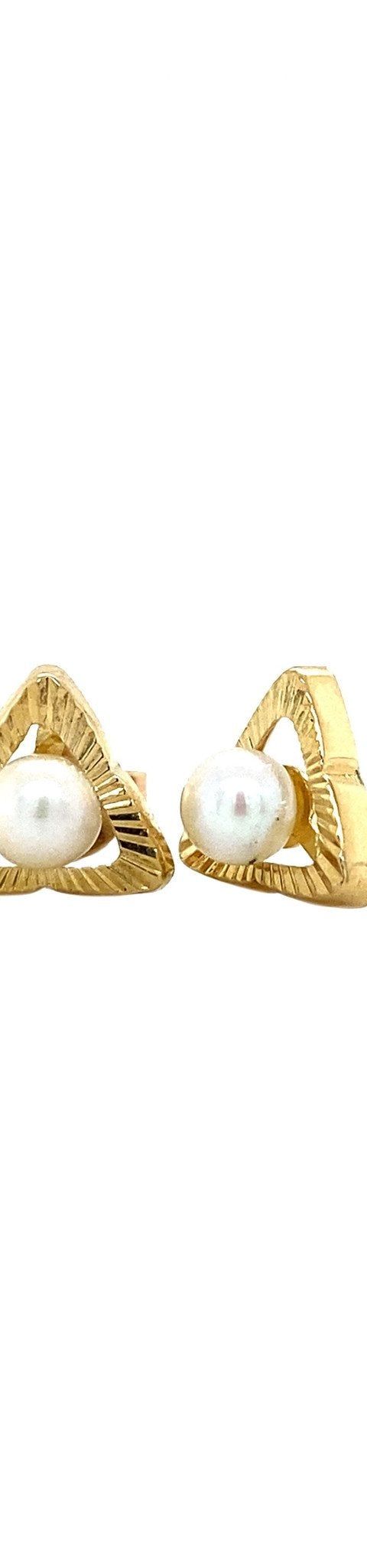 Vintage 8K Gold Stud Earrings with Pearl